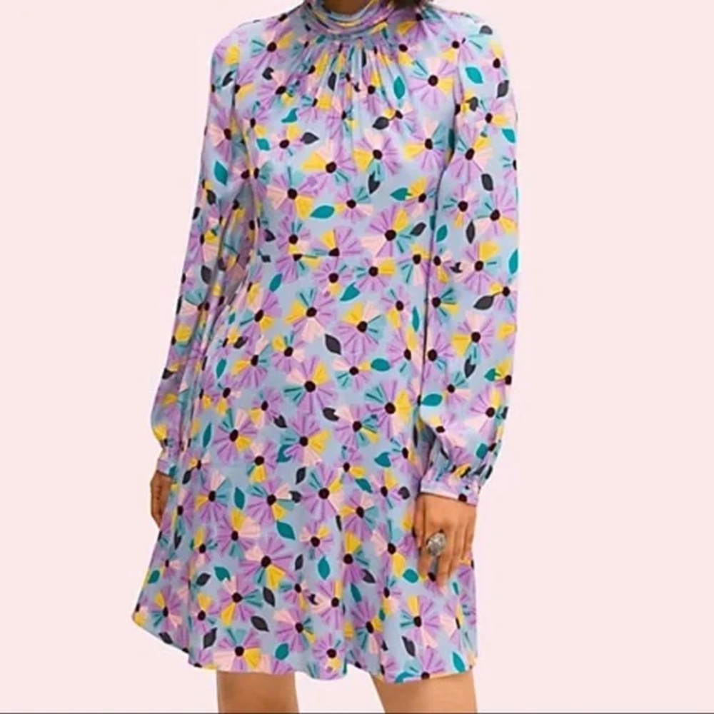 Kate Spade Floral Smocked Dress Wallflower Tea Dress Lilac Lavender